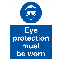 Eyeprotection must be worn 200 x 150 mm