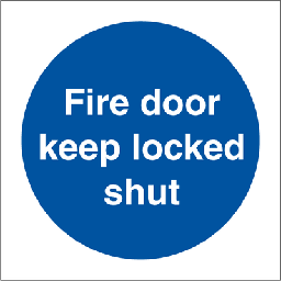 IMO skibsskilt: Fire door keep locked shut, 150 x 150 mm