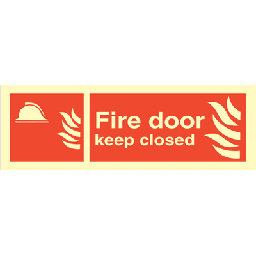 [17-105056PRHR] Fire door keep closed - Photoluminescent Rigid - 100 x 300 mm