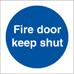Fire door keep shut, påbudsskilt, 150 x 150 mm