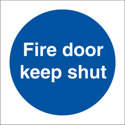Fire door keep shut, påbudsskilt, 150 x 150 mm