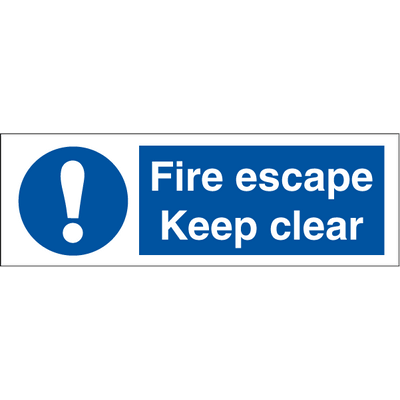Fire escape Keep clear, 100 x 300 mm