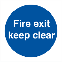 Fire exit keep clear, 150 x 150 mm