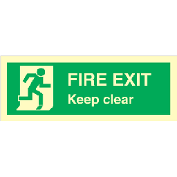 IMO skibsskilt, Fire exit keep clear, 2 størrelser