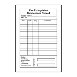 [17-105089] Fire Extinguisher Maintenance Record, 150 mm x 100 mm klistermærke