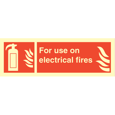 For use on electrical fires, 100 x 300 mm