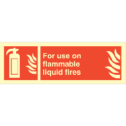 For use on flammable liquid fires, 100 x 300 mm