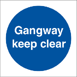 Gangway keep clear, påbudsskilt, 150 x 150 mm