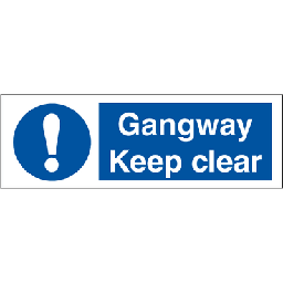 Gangway Keep clear, 100 x 300 mm