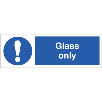 Glass only, påbudsskilt, 100 x 300 mm