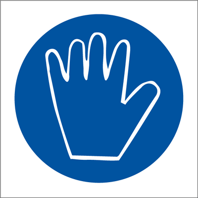 Hand protection must be worn, 150 x 150 mm