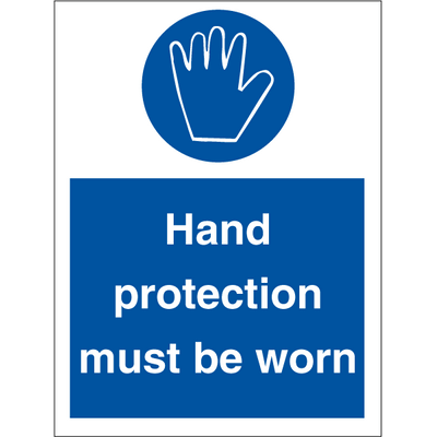 Hand protection must be worn, 200 x 150 mm