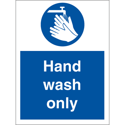Hand wash only, 200 x 150 mm