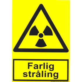 [17-A314VA4] Farlig stråling, advarselsskilt, selvklæbende folie 297 x 210 mm