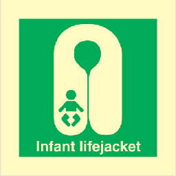 Infant lifejacket med tekst 150 x 150 mm