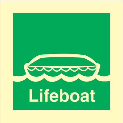 Lifeboat med tekst, 150 x 150 mm