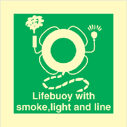Lifebuoy with line, light and smoke med tekst, 150 x 150 mm