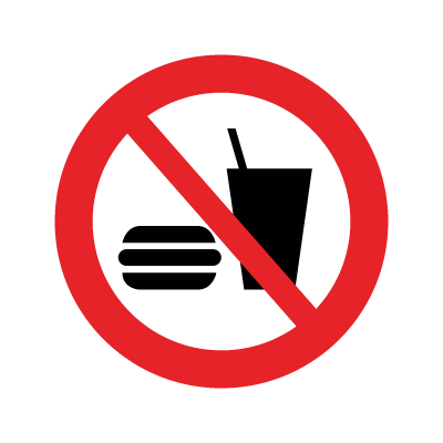Mad & drikkevarer forbudt, plast