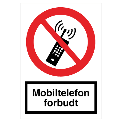 Mobiltelefon forbudt med tekst