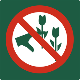 [17-J-NSF10] Naturstyrelsenskilt Blomsterplukning forbudt Lakeret Aluminium 100 x 100 mm NSF10