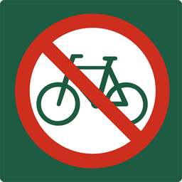 [17-J-NSF02] Naturstyrelsenskilt Cykling forbudt Lakeret Aluminium 100 x 100 mm NSF02