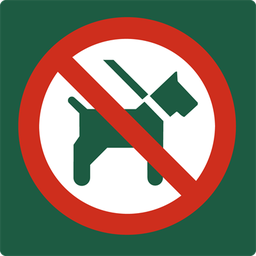 [17-J-NSF15] Naturstyrelsenskilt Hunde forbudt Lakeret Aluminium 100 x 100 mm NSF15