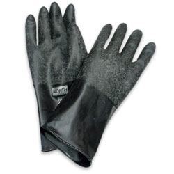 Let, tynd og smidig butyl handske med ru overflade og rullekant, B174R, Længde 350 mm 