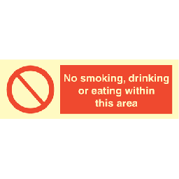 No smoking, drinking or eating 100 x 300 mm