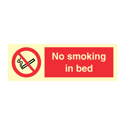No smoking in bed 100 x 300 mm