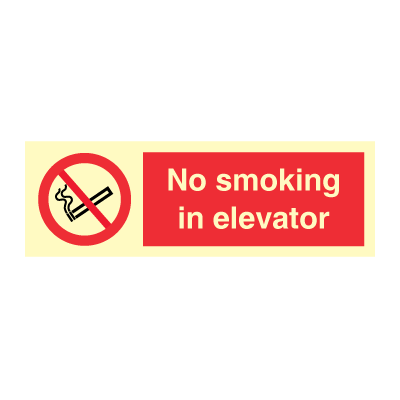 No smoking in elevator 100 x 300 mm