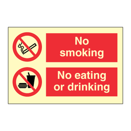 No smoking - No eating or drinking 200 x 300 mm