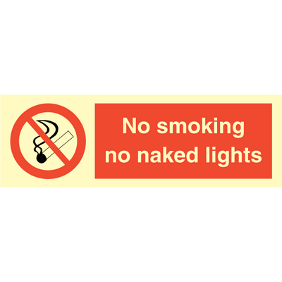 No smoking no naked lights 100 x 300 mm