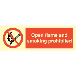 Open flames and smoking prohibited 100 x 300 mm