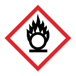 Brandnærende - GHS Faresymboler GHS03 (Oxidizers), 7,5 x 7,5 mm rulle 250 stk.