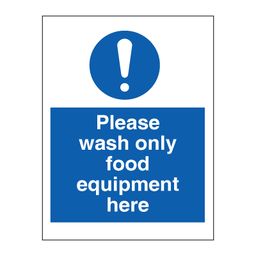 Please wash only food equipment here 200 x 150 mm