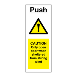 [17-J-2393] Push - Only open door when sheltered from strong wind