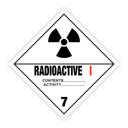 [17-J-132266] Radioactive kl. 7 fareseddel Rulle 250 stk. selvklæbende etiketter