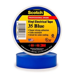 [35-35BA1920] Scotch Super 35 blå farvebestandig mærke- og isolationstape 19 mm x 20 m, 0.18mm tyk
