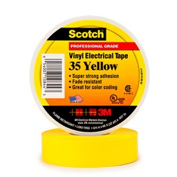 [35-35GL1920] Scotch super 35 gul farvebestandig mærke- og isolationstape 19 mm x 20 m, 0.18mm tyk