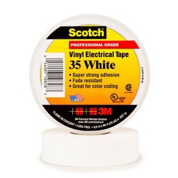 [35-35HD1920] Scotch Super 35 hvid farvebestandig mærke- og isolationstape, 19 mm x 20 m, 0.18mm tyk