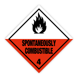 [17-J-132260] Spontaneously Combustible kl. 4 fareseddel - 250 stk rulle - 100 x 100 mm