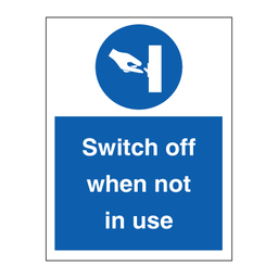 Switch off when not in use 200 x 150 mm