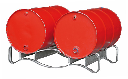 [25-B-FP-2] Tromle palle til horisontal opbevaring af 200 liter tromler, galvaniseret stål